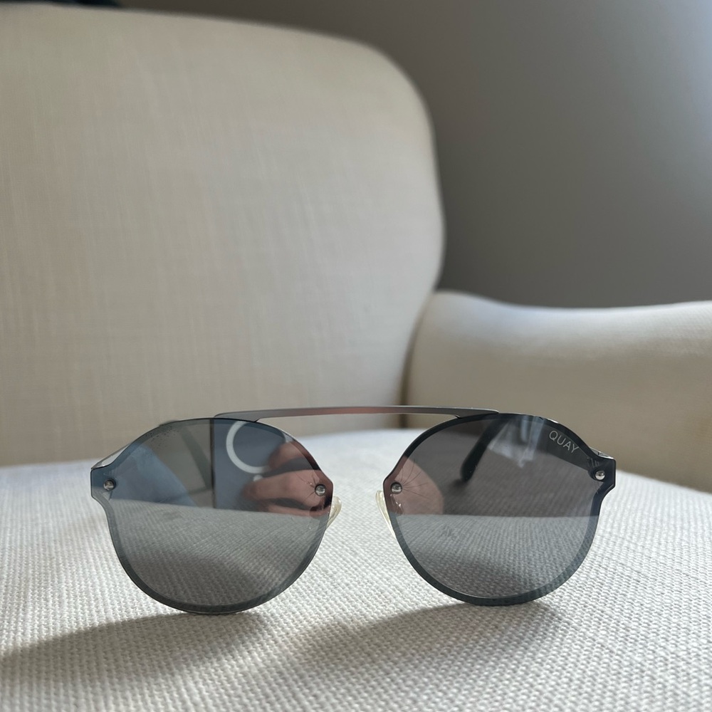 Quay Australia Large Silver Grey Mirrored Sunglasses